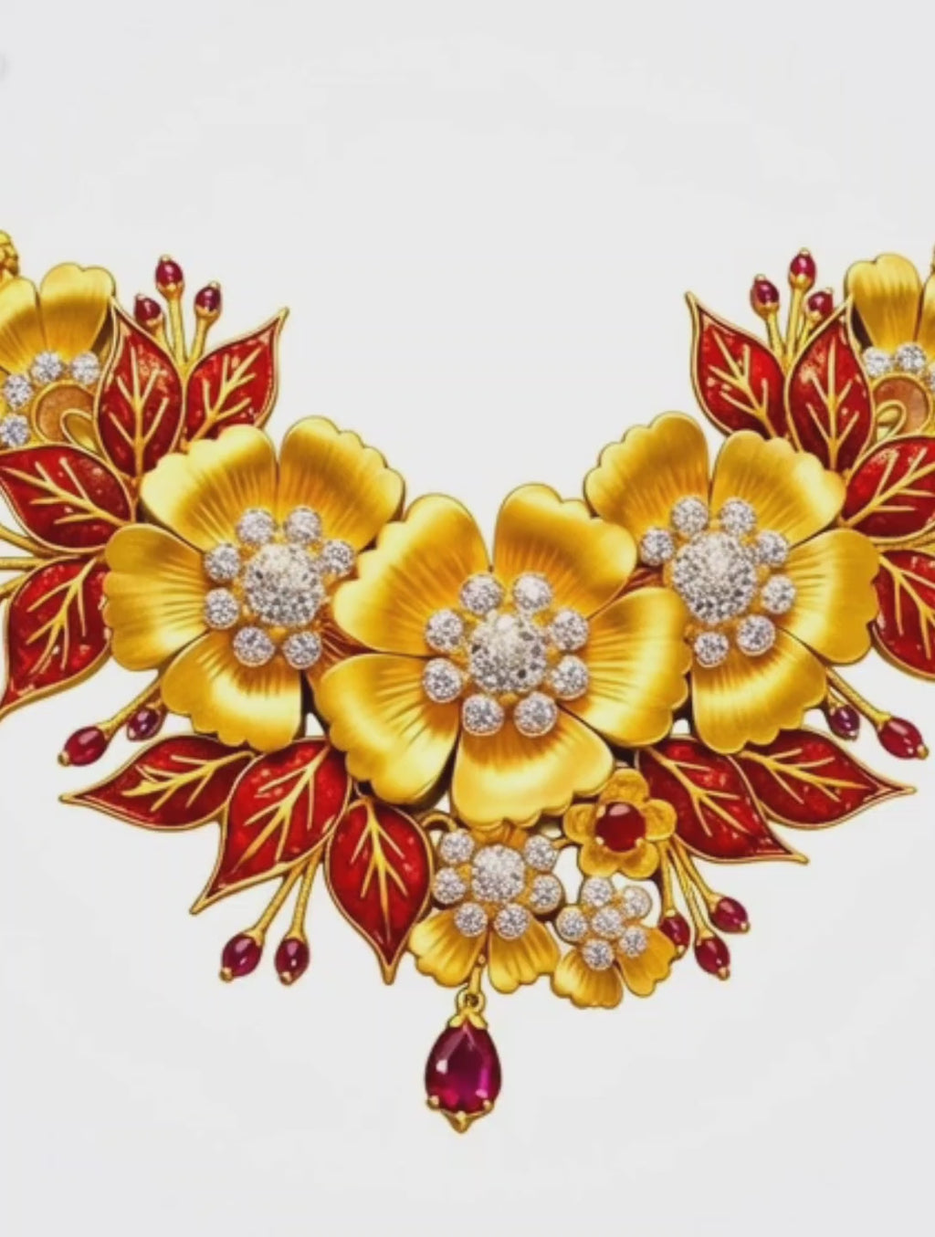 Luxury Jewelry CAD Design Digital File | 22K Gold Necklace Blueprint | Diamond Ruby Necklace | Production Ready | Limited 20 Buyers.