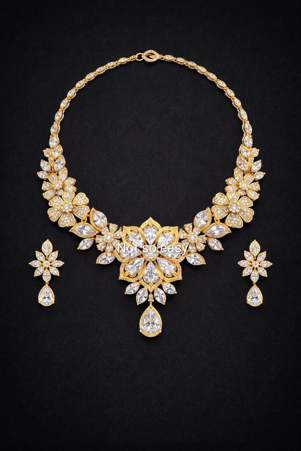 Luxury Floral Bridal Diamond Necklace Set - 4000x4000 Ultra-HD PNG Master Technical File