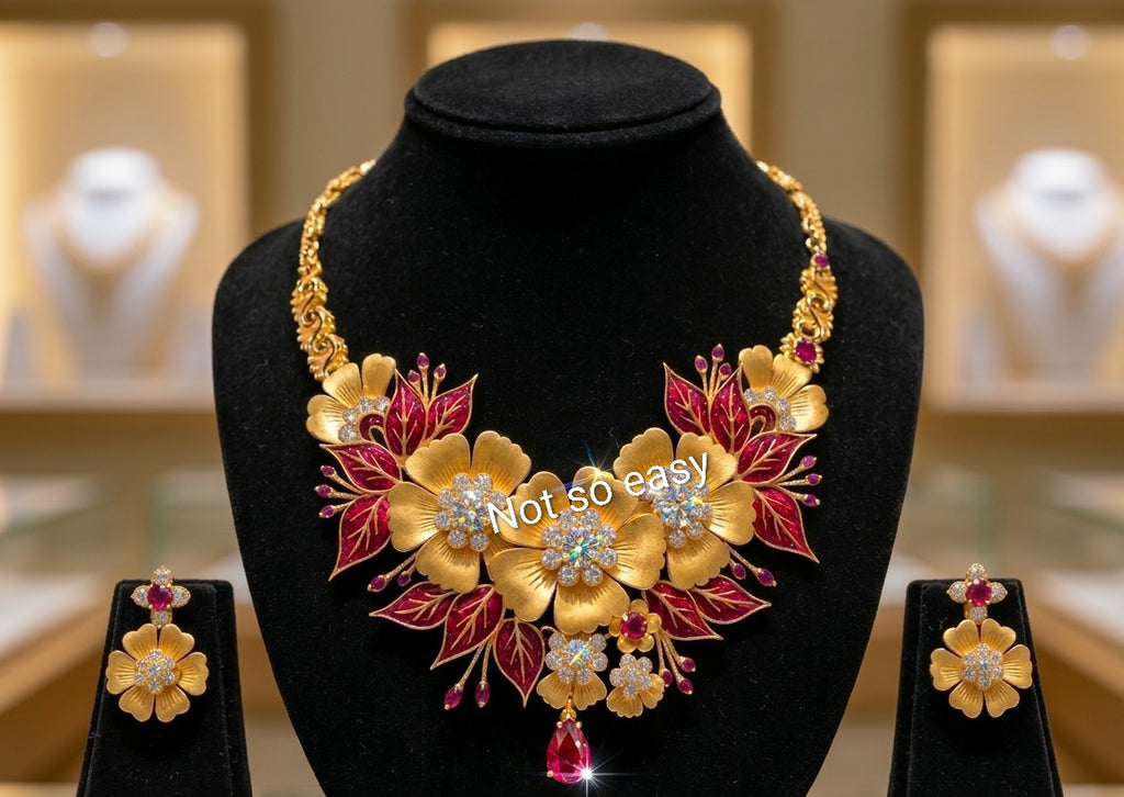 Luxury Jewelry CAD Design Digital File | 22K Gold Necklace Blueprint | Diamond Ruby Necklace | Production Ready | Limited 20 Buyers.